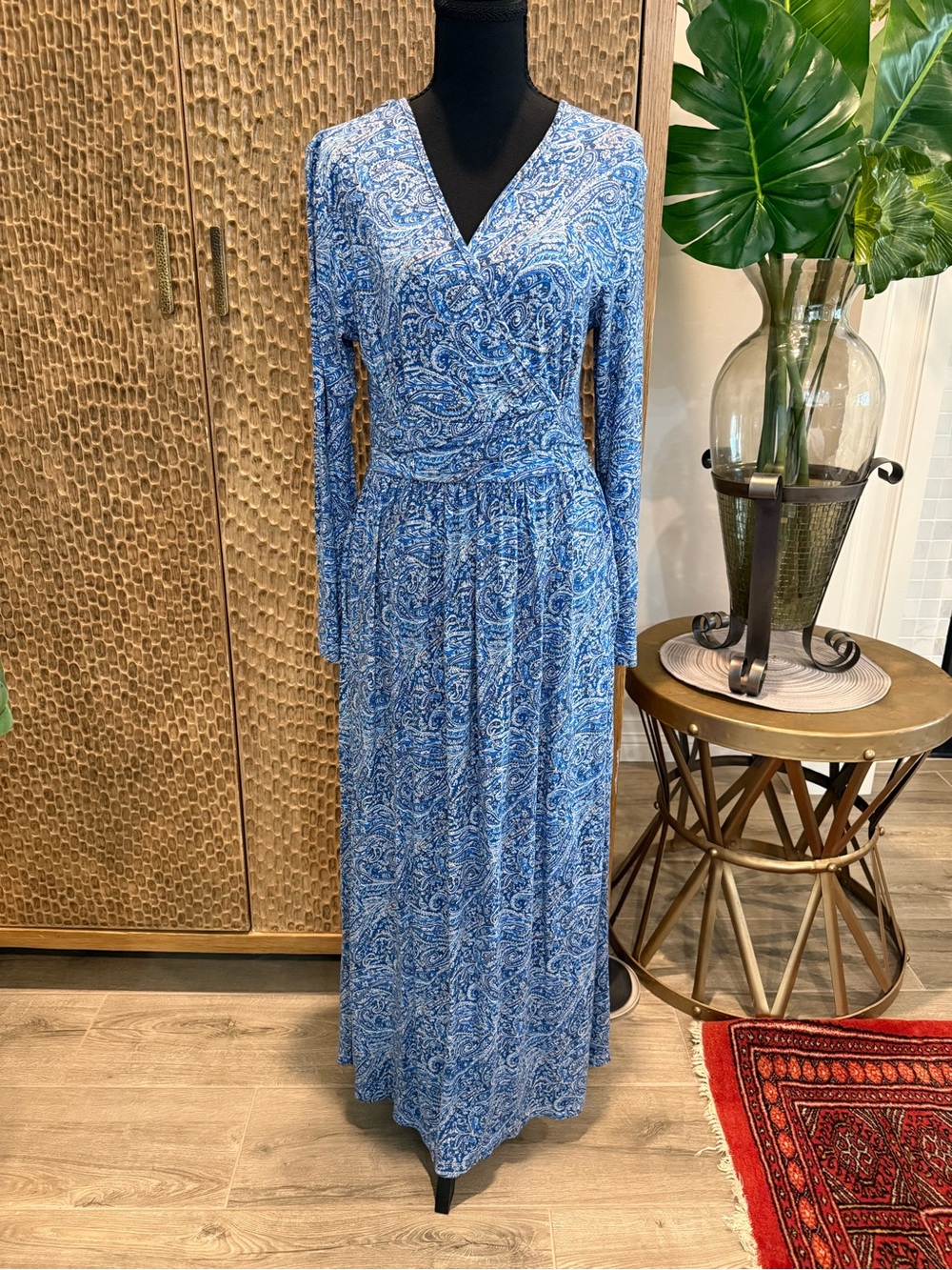 Liberties Blue Paisley V‑Neck Wrap Maxi Dress with pockets WORN ONCE